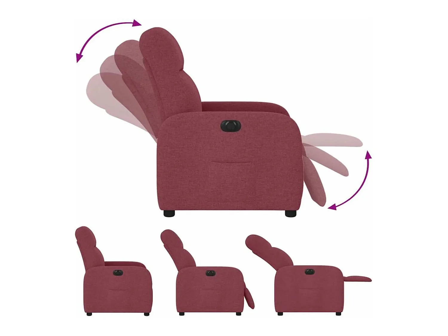 Poltrona* Poltrona elétrica reclinável tecido tinto SHL809307 Vermelho