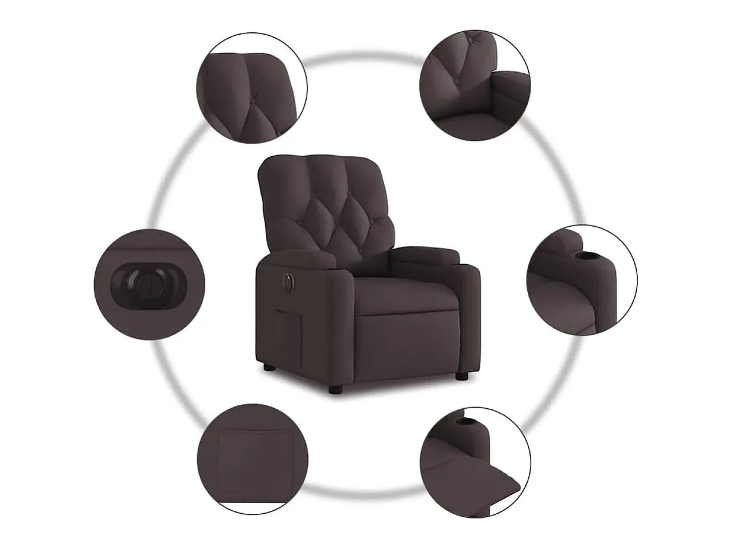 Poltrona elétrica reclinável tecido -escuro SHL710682^ Poltrona