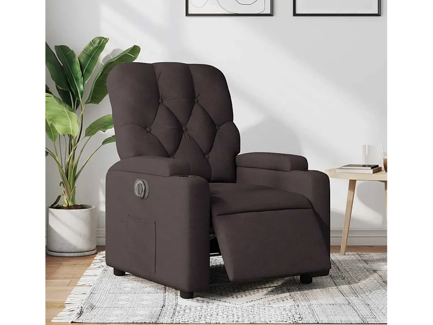 Poltrona elétrica reclinável tecido -escuro SHL710682^ Poltrona