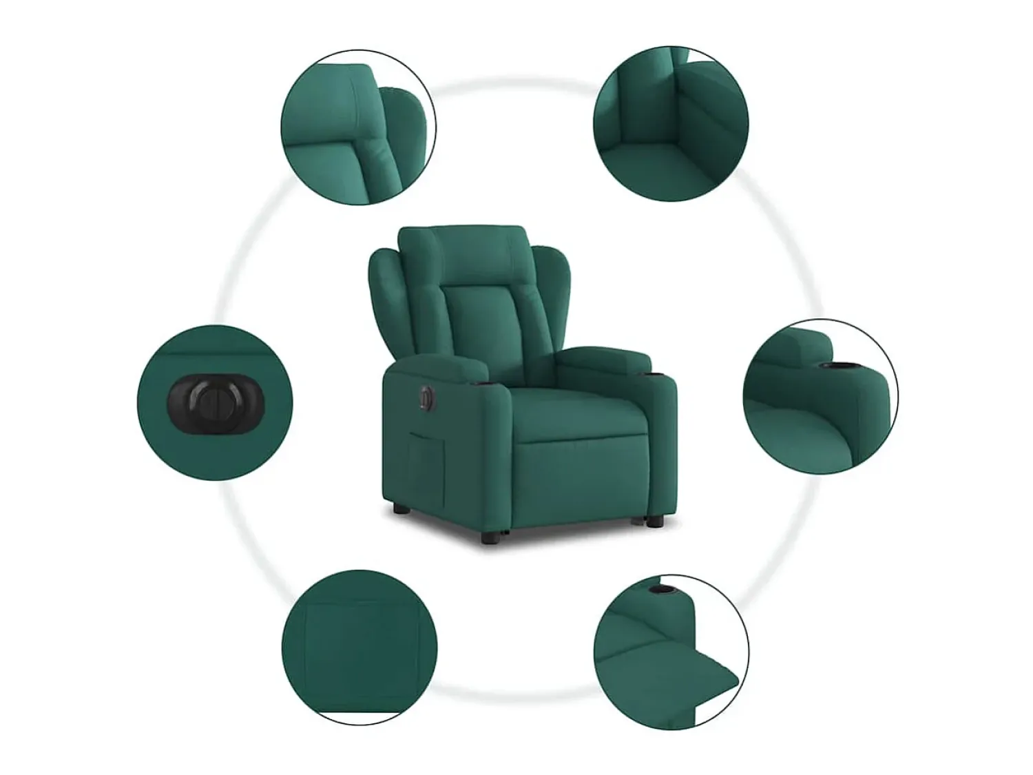 Poltrona| Poltrona elétrica reclinável/elevatória tecido verde-escuro SHL457378 Verde pinho