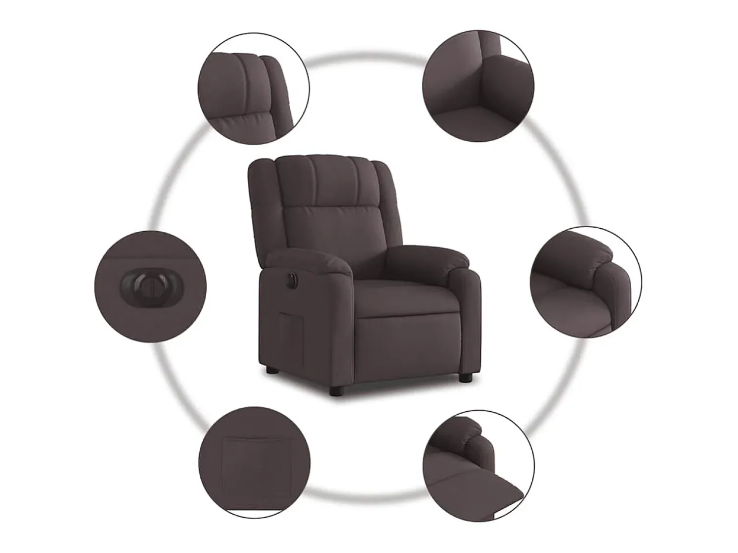 New Poltrona elétrica reclinável tecido -escuro SHL857608 Castanho