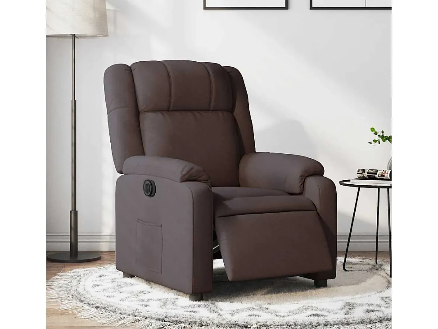 New Poltrona elétrica reclinável tecido -escuro SHL857608 Castanho