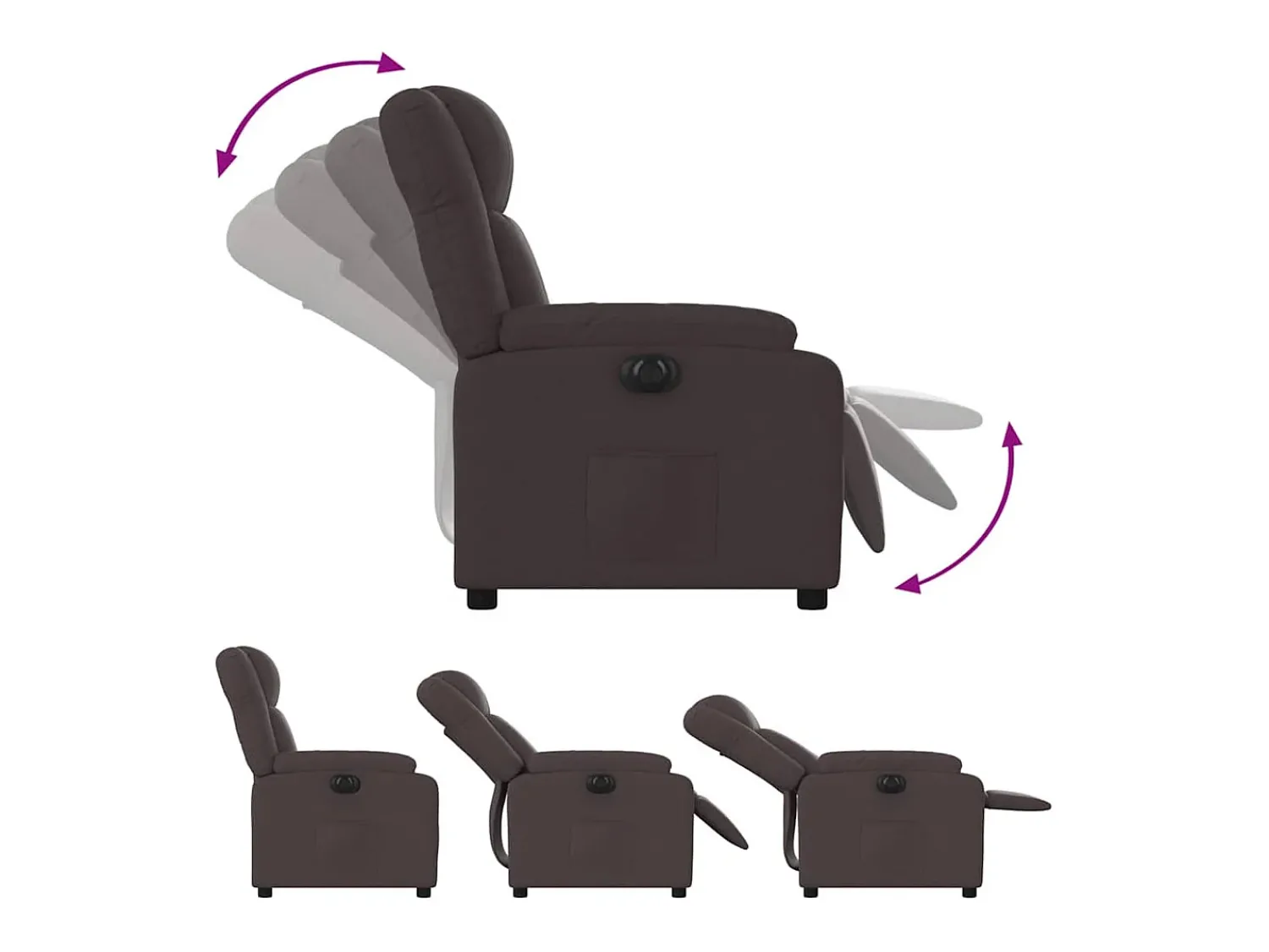 New Poltrona elétrica reclinável tecido -escuro SHL857608 Castanho