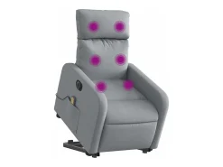 Poltrona elétrica reclinável massagens tecido -claro SHL85100^ Poltrona