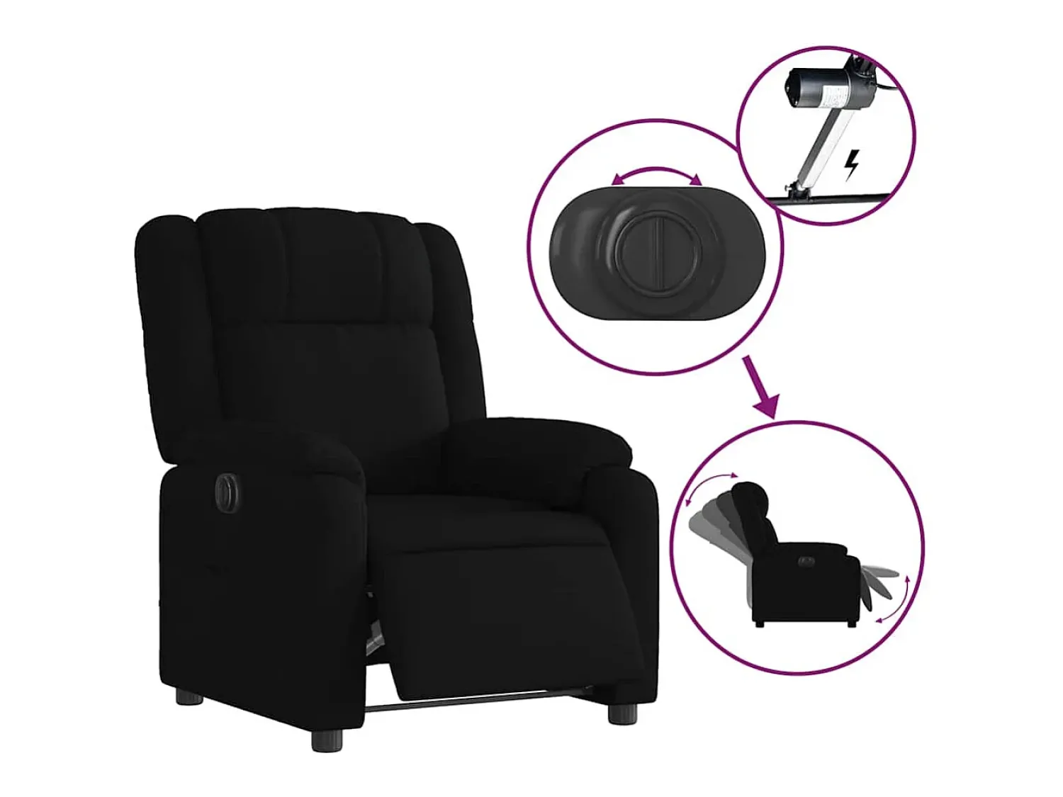 Poltrona* Poltrona elétrica reclinável tecido SHL352564 Preto