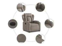 Poltrona*vidaxl Poltrona elétrica reclinável tecido cinzento-acastanhado Taupe