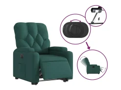 Hot Poltrona elétrica reclinável/elevatória tecido verde-escuro SHL724498 Verde pinho