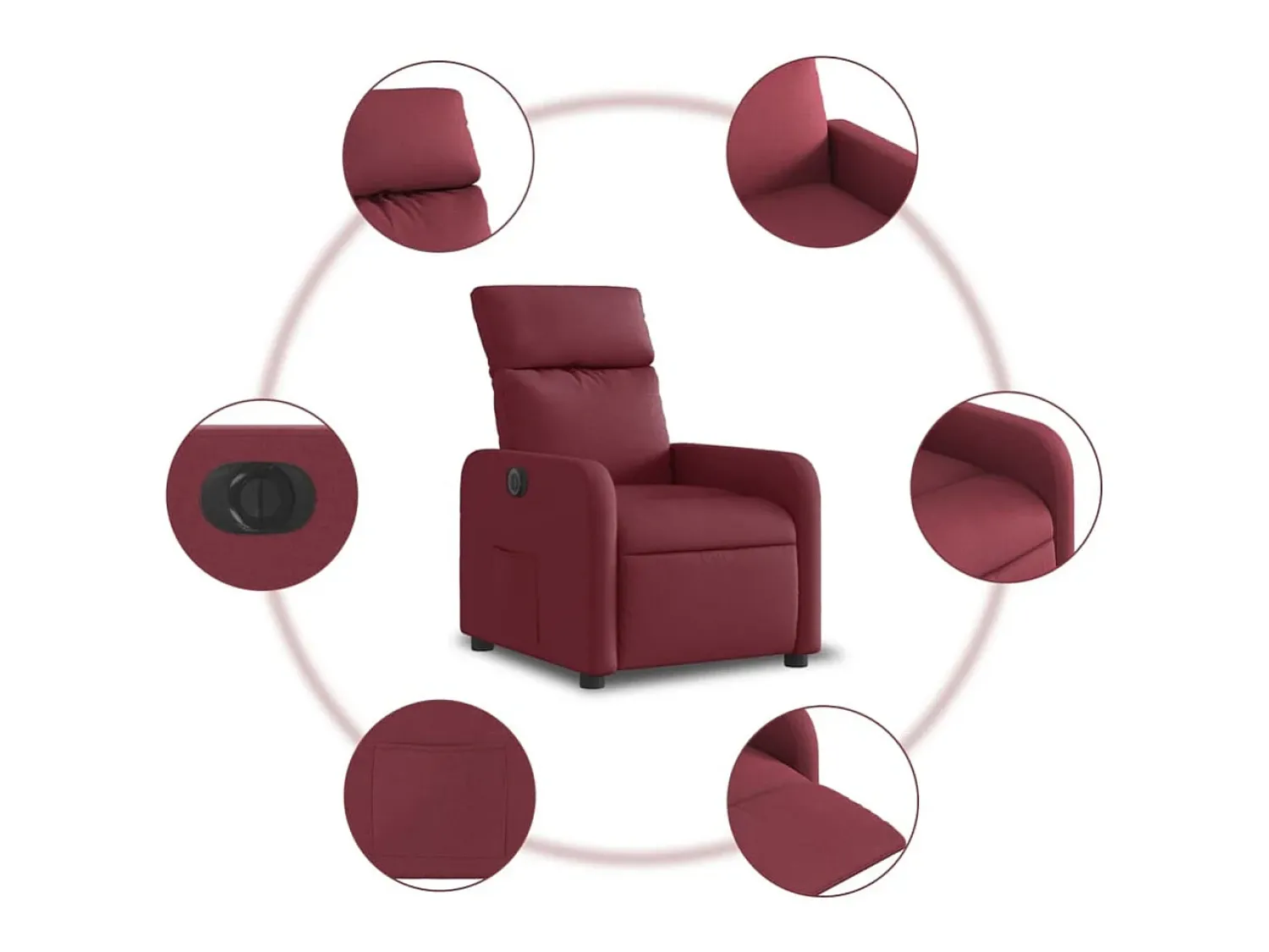 Poltrona| Poltrona elétrica reclinável tecido tinto SHL733621 Vermelho