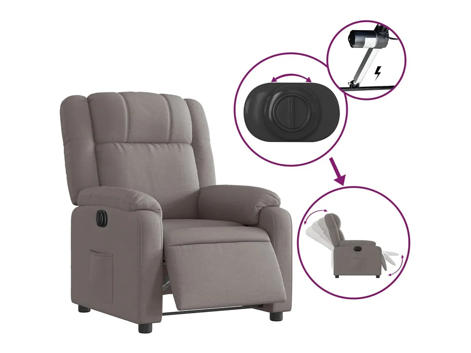Poltrona* Poltrona elétrica reclinável tecido cinzento-acastanhado SHL134397 Taupe
