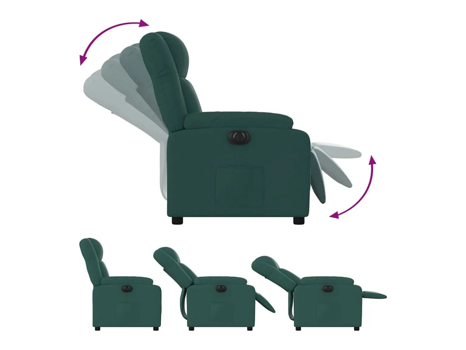Best vidaxl Poltrona elétrica reclinável tecido -escuro Verde