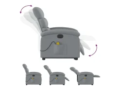 Hot Poltrona elétrica reclinável massagens tecido -claro SHL122523 Cinzento