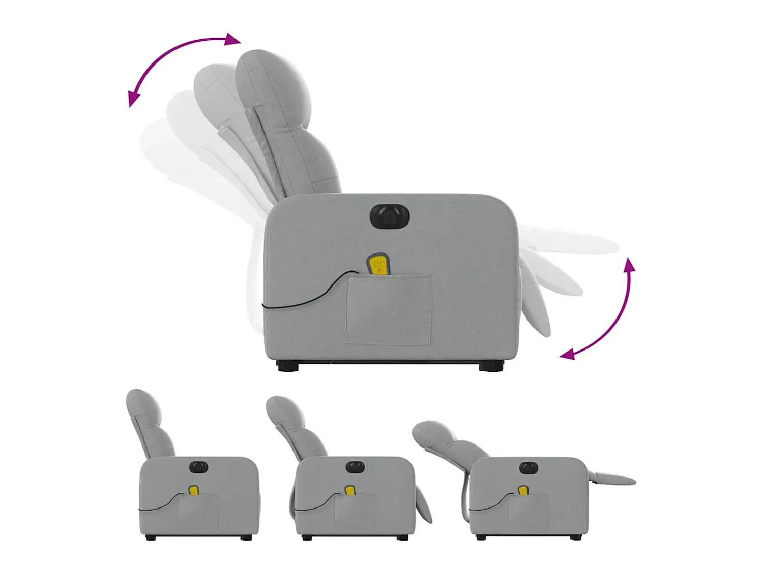 Poltrona| Poltrona elétrica reclinável massagens tecido -claro SHL371039 Cinzento