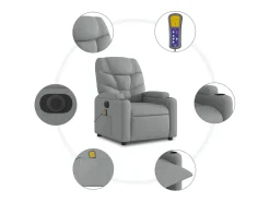 Poltrona| Poltrona elétrica reclinável massagens tecido -claro SHL451235 Cinzento