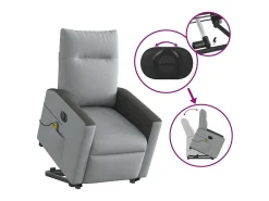 Poltrona elétrica reclinável massagens tecido -claro SHL878594^ Poltrona