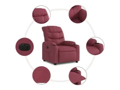 Online vidaxl Poltrona elétrica reclinável tecido tinto Vermelho