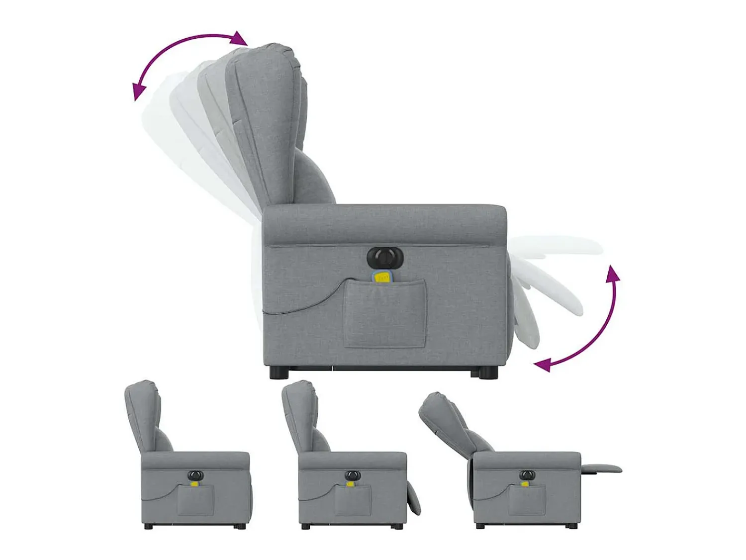 Poltrona elétrica reclinável massagens tecido -claro SHL790608^ Poltrona