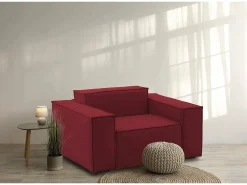 Poltrona|Talamo Italia Poltrona Emanuela, Poltrona de sala, 100% Made in Italy, Poltrona relaxante em tecido acolchoado, 140x95h70 cm, Vermelho