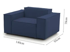 Poltrona|Talamo Italia Poltrona Emanuela, Poltrona de sala, 100% Made in Italy, Poltrona relaxante em tecido acolchoado, 140x95h70 cm, Azul