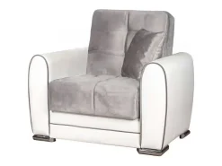 Dmora Poltrona Enrique, Poltrona container para sala, conversível em cama, Poltrona relaxante em tecido acolchoado, 97x84h91 cm, Branco e Cinza Claro^ Poltrona
