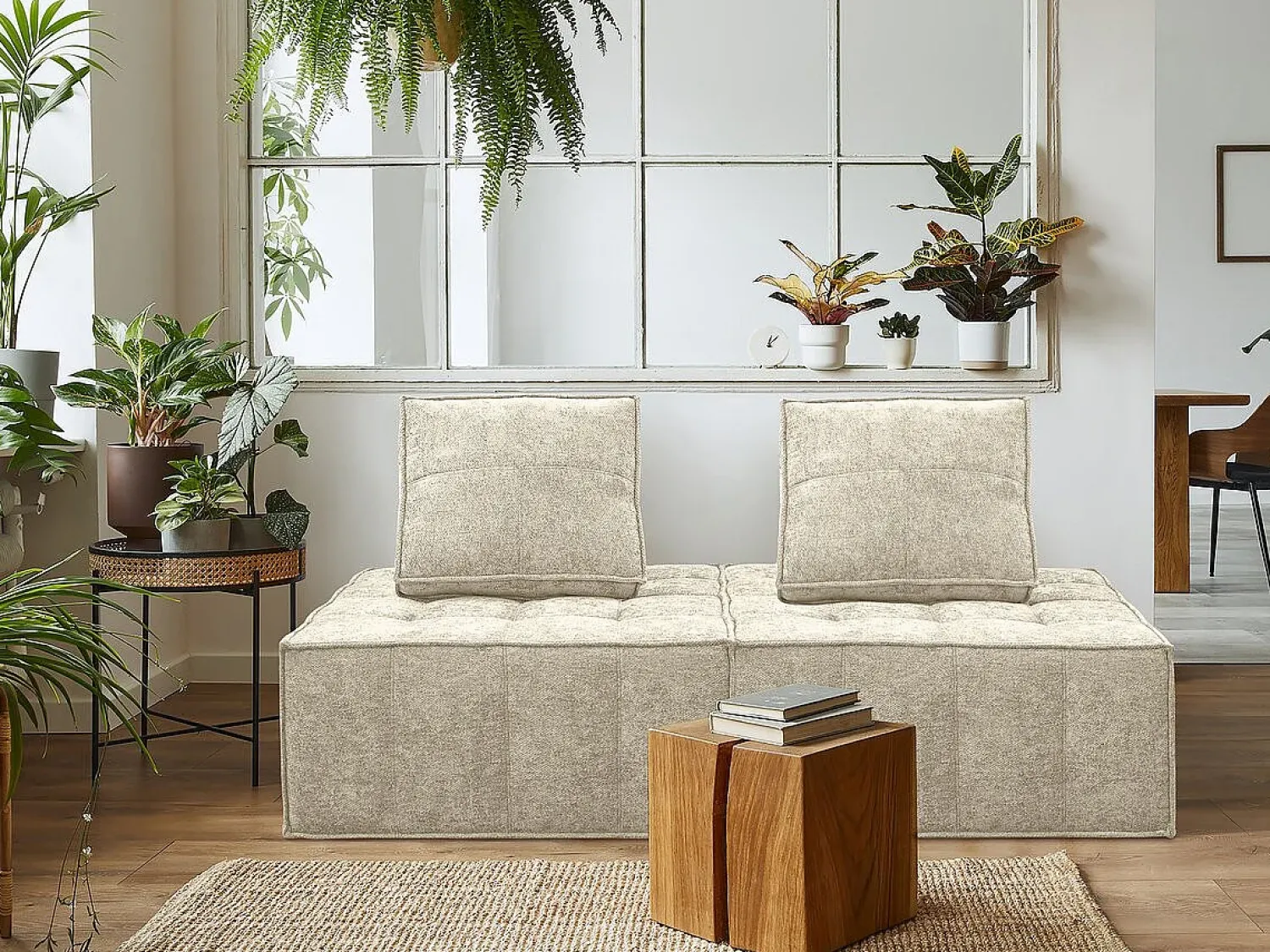 Sofá|Habitat et jardin Poltrona estilo veludo - 96 x 100 x 89 cm - Bege