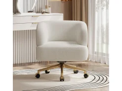 Poltrona|Merax Poltrona giratória - 71 x 60 x 71 cm - com 5 rodízios - rotação de 360° - chenille - Bege