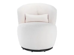 Poltrona|Hauss Spole Poltrona giratória com almofada lombar - Tecido Teddy - Branco