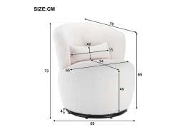 Poltrona|Hauss Spole Poltrona giratória com almofada lombar - Tecido Teddy - Branco