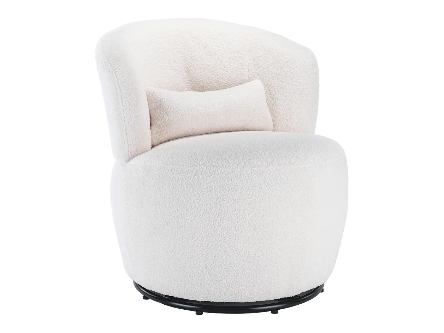 Poltrona|Hauss Spole Poltrona giratória com almofada lombar - Tecido Teddy - Branco
