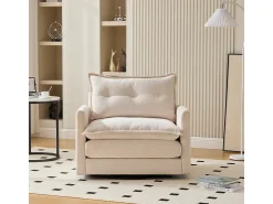 Poltrona| Poltrona giratória com apoio de braços, sofá individual moderno para salas de estar e de trabalho. Bege
