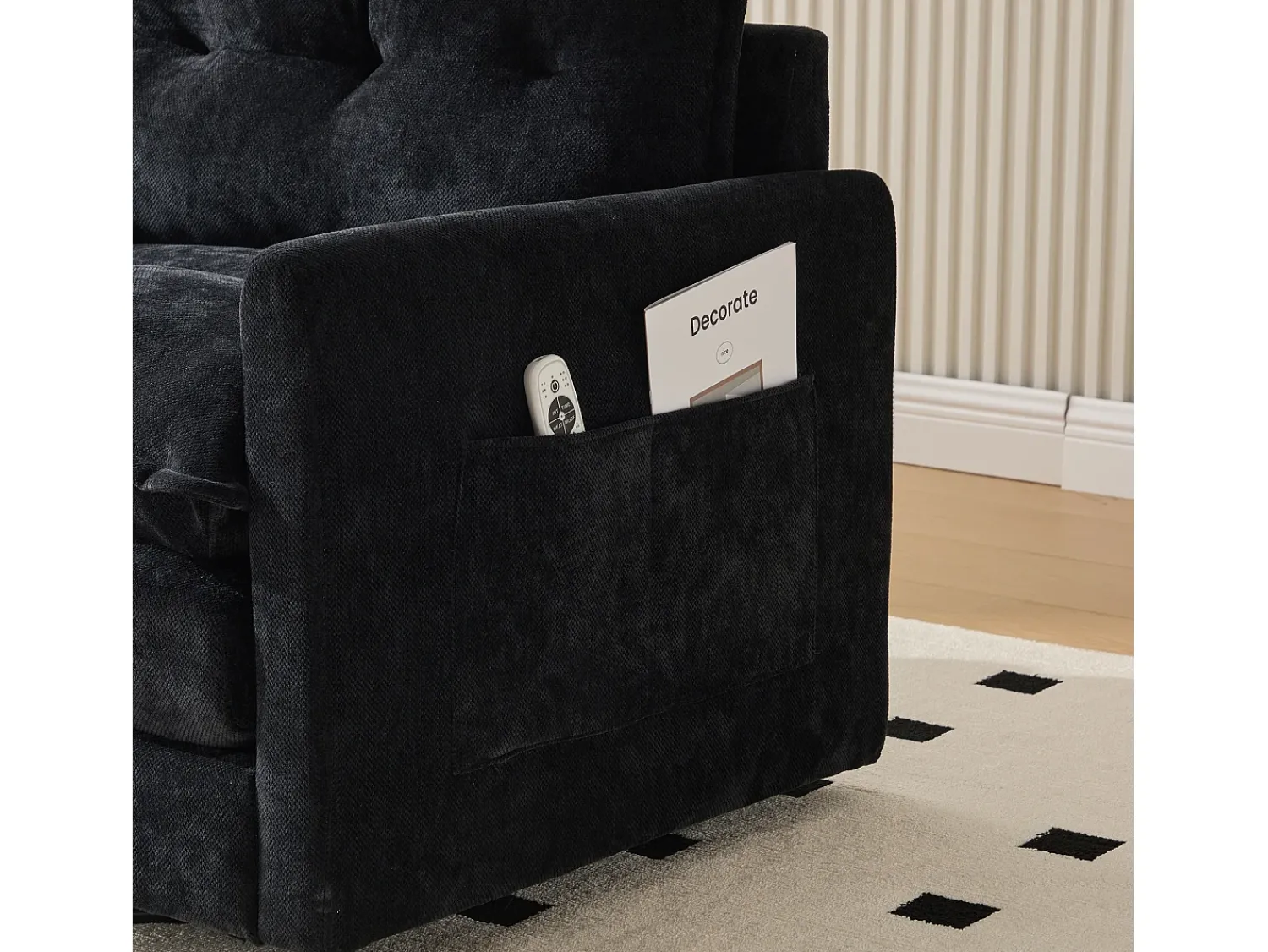 Sale Hauss Spole Poltrona giratória com bolso lateral - Tecido chenille - Preto