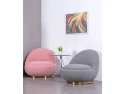 Sale Nest Dream Poltrona giratório de design estofado em algodão - Corsica - Rosa