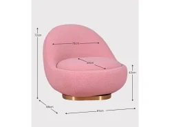 Nest Dream Poltrona giratório de design estofado em algodão - Corsica - Cinza Cinzento