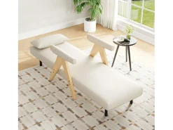 Poltrona|ModernLuxe Poltrona individual 64x68,5x93 cm - conversível 3 em 1 - estofada - linho - bege + natural Natural claro / Branco