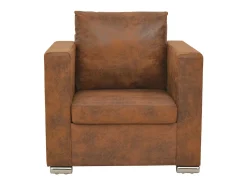 Poltrona*vidaxl Poltrona marrom 82x73x82 cm camurça sintética Natural claro