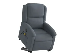 Poltrona massagens elevatória elétrica veludo cinzento-escuro SHL427517^ Poltrona