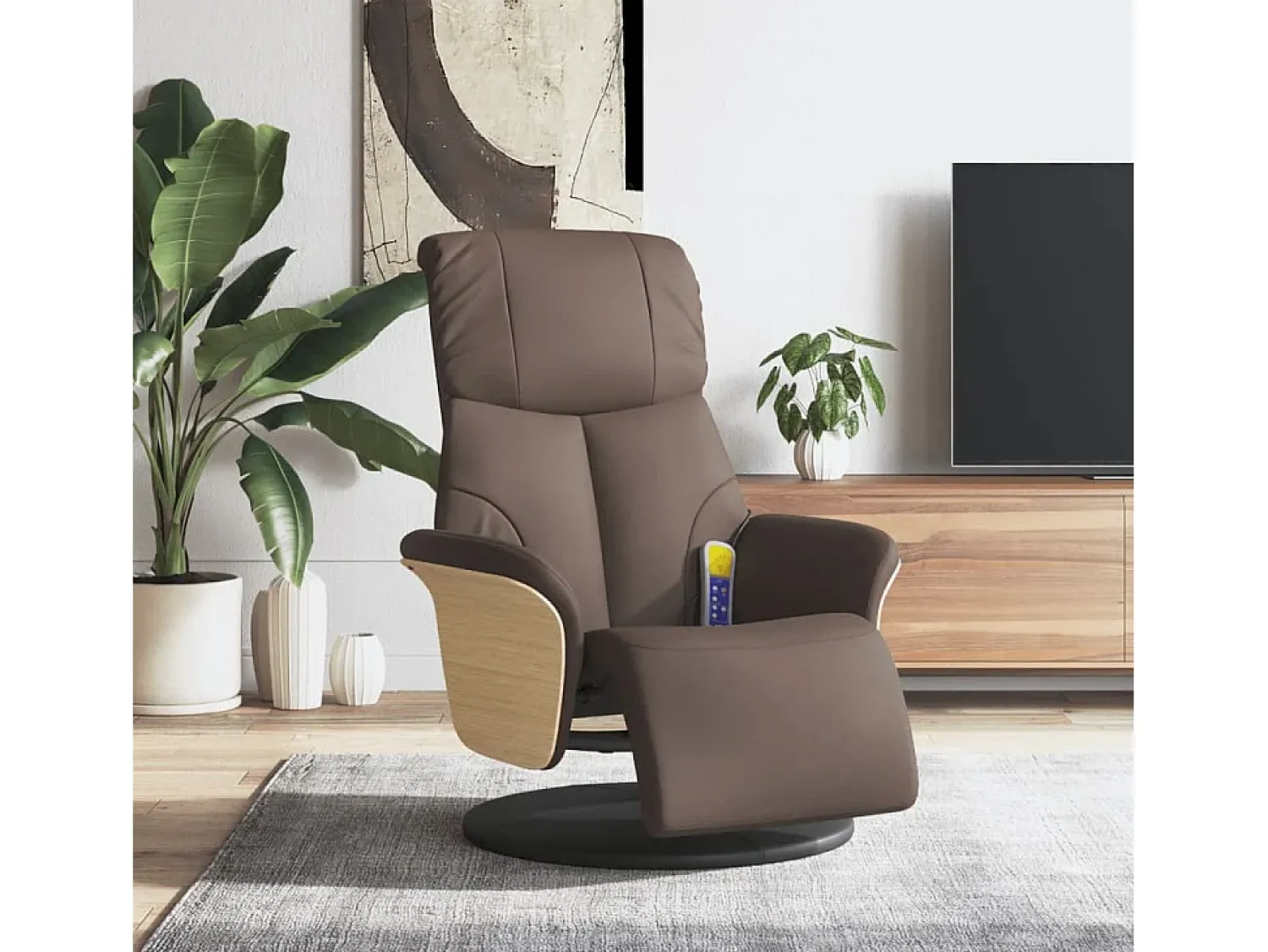 Poltrona massagens recl. com apoio pés couro artificial SHL164163^ Poltrona