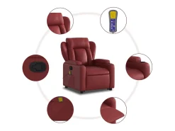 Poltrona* Poltrona massagens reclinável couro artificial tinto SHL212477 Vermelho