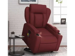 Poltrona* Poltrona massagens reclinável couro artificial tinto SHL212477 Vermelho