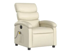 Poltrona* Poltrona massagens reclinável elétrica couro artificial SHL798389 Creme