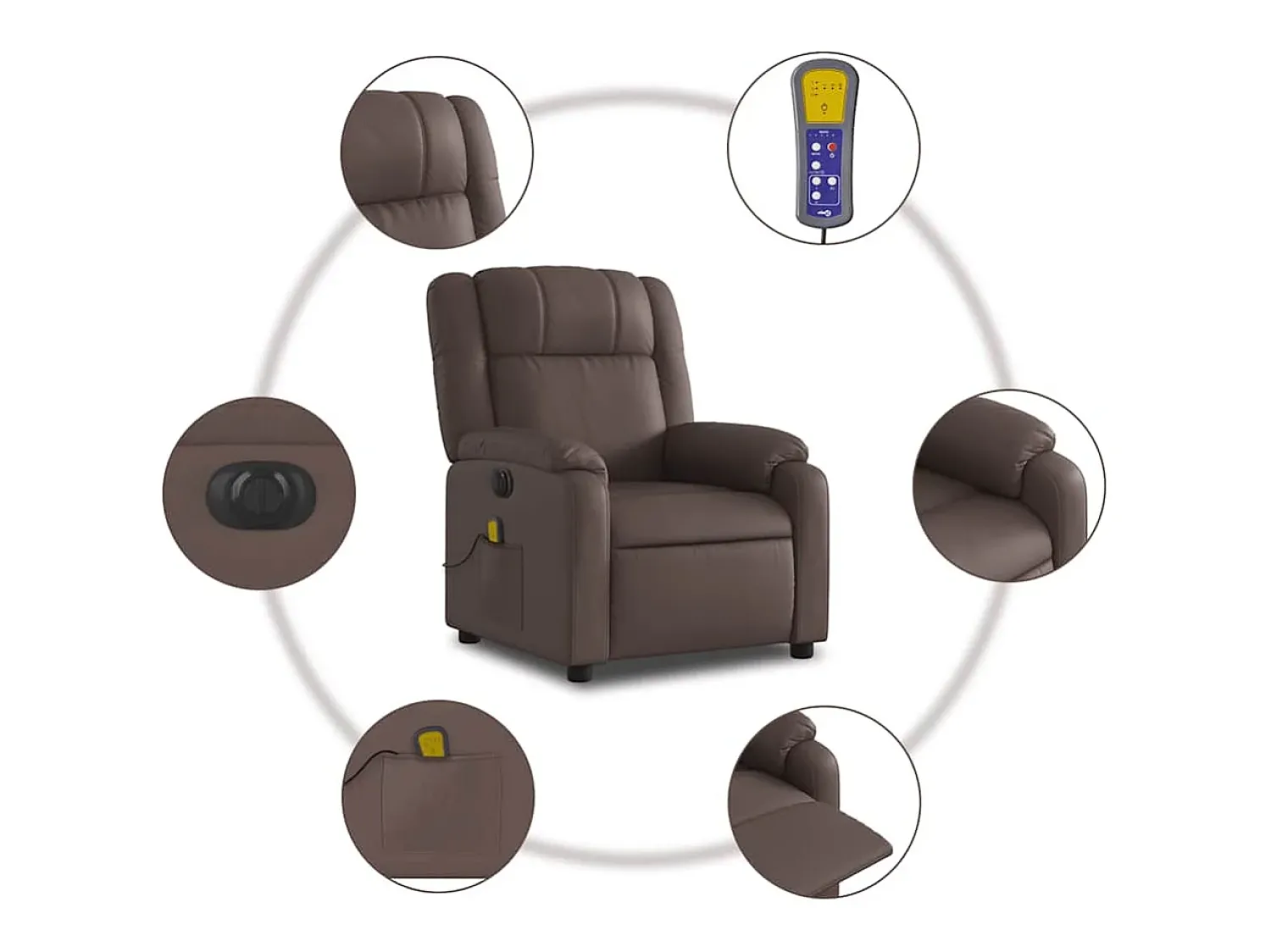 Poltrona massagens reclinável elétrica couro artif. SHL455077^ Poltrona
