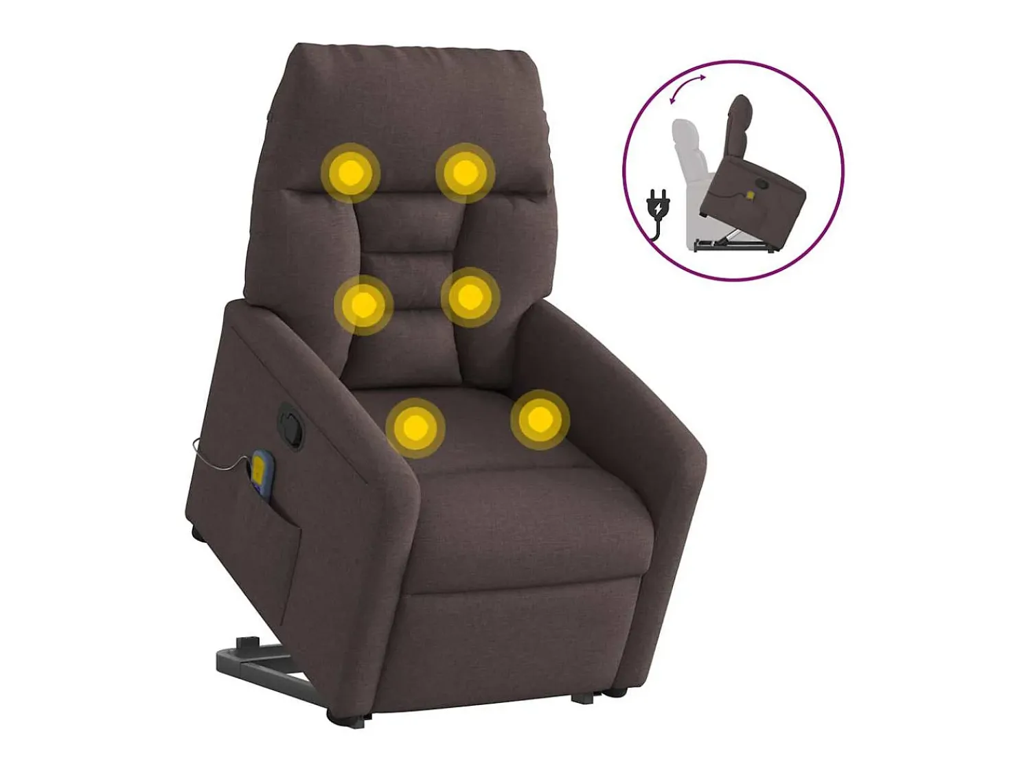 Discount Poltrona massagens reclinável elevatória tecido -escuro SHL449556 Castanho