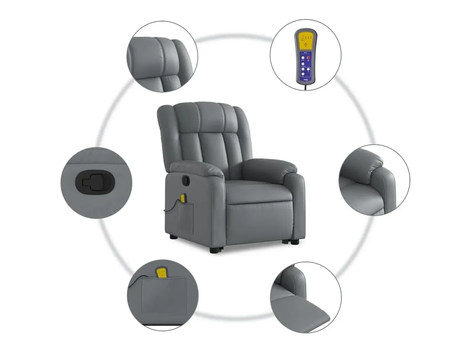 Poltrona massagens reclinável elevatória couro artif. SHL420215^ Poltrona