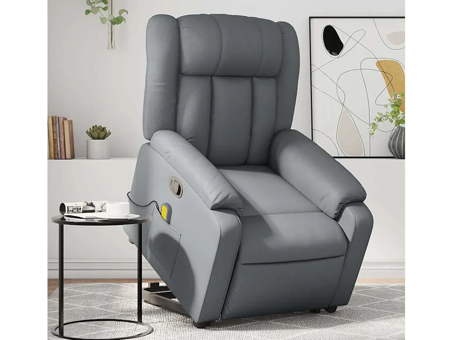 Poltrona massagens reclinável elevatória couro artif. SHL420215^ Poltrona