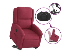 Sale Poltrona massagens reclinável elevatória veludo tinto SHL22225 Vermelho