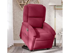 Sale Poltrona massagens reclinável elevatória veludo tinto SHL22225 Vermelho