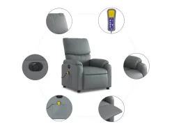 Poltrona massagens reclinável elétrica couro artif. SHL855239 Cinzento