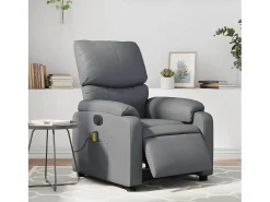 Poltrona massagens reclinável elétrica couro artif. SHL855239 Cinzento