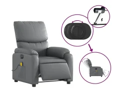 Poltrona massagens reclinável elétrica couro artif. SHL855239 Cinzento
