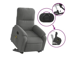 Poltrona massagens reclin. elevatória microfibra cinza-escuro SHL254807^ Poltrona
