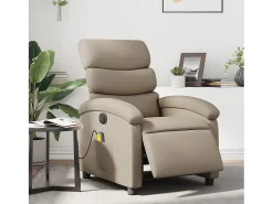 Poltrona massagens reclinável elétrica couro artif. cappuccino SHL371798^ Poltrona